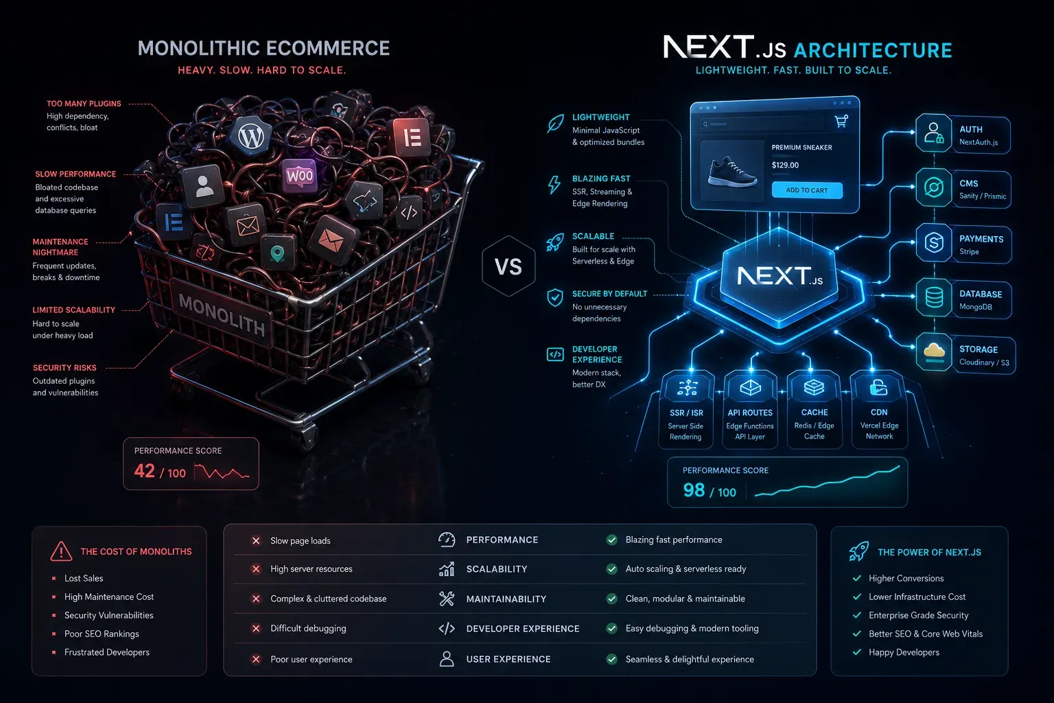 Next.js vs Shopify: Why Custom Architectures Beat App Ecosystems
